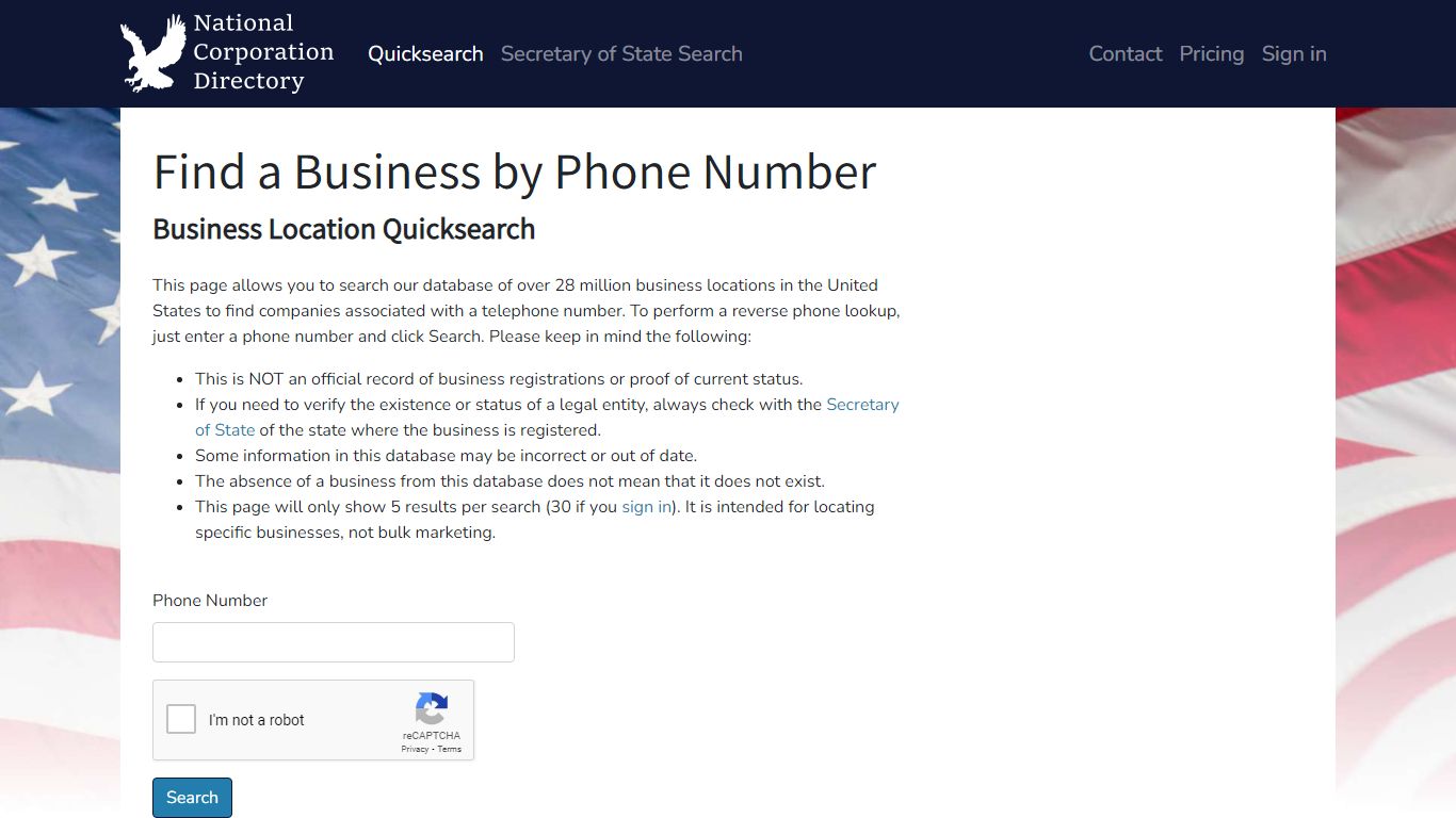 Find a Business by Phone Number - National Corporation Directory